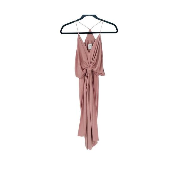 MISA Los Angeles Domino Draped Mini Dress Coral Pink Tie Front Size XS NWT - Picture 8 of 12